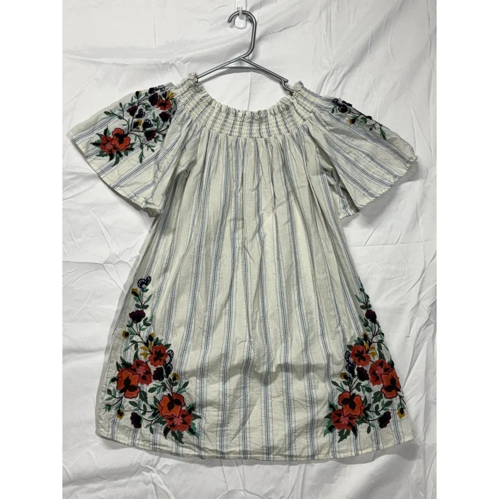 TRF Collection Women's XS Floral Embroidery Off-The-Shoulder Short-Sleeve Dress - Picture 6 of 12